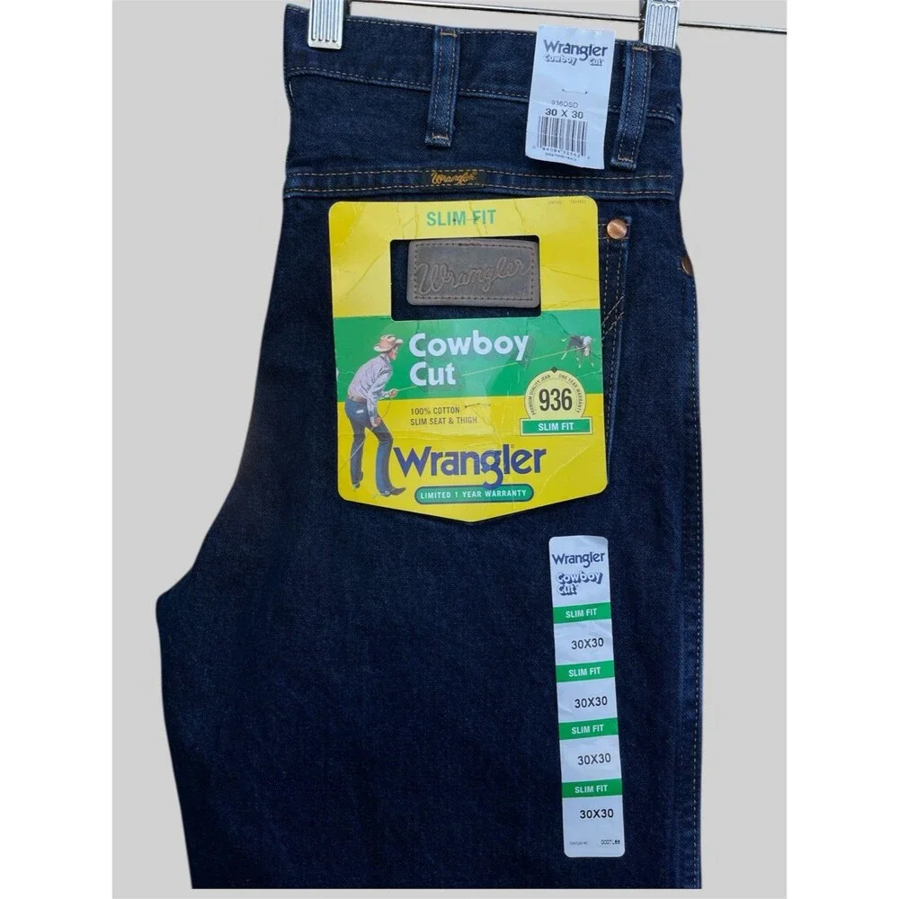 Wrangler Cowboy Cut 936 Slim Fit Men’s Size 30x30 Dark Blue Jeans